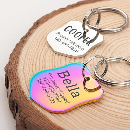 Anavia Personalized Pet ID Tags, Stainless Steel Glossy Laser Engraved Dog Cat Collar Name Tags, Multiple Colors Shapes Sizes (Badge, Small)