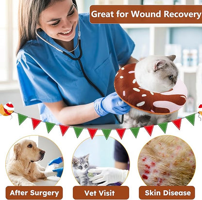 Cat Cone Collar Soft, Cat Recovery Collar for Wound Healing Cute Donut Adjustable Kitten Cones to Stop Licking Comfortable Lightweight Neck Elizabethan Collars for Cats Kittens After Surgery