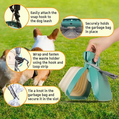 Medium Pooper Scooper, Portable and Handheld Size for Walking Large and Small Dogs Outside Yard or Travel Outdoors, Pup Poop Scoop with Container and 30pcs Pet Waste Bag Attachment