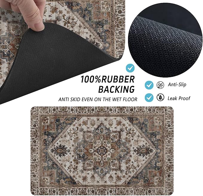 Dog Food Mats for Floors, Absorbent and Quick-Drying Pet Cat Food Mat,Anti-Fouling and Easy-to-Clean Pet Feeding Mat,Dog Bowl Mat for Messy Drinking Water Bowls.12 x20, Bohemia Style