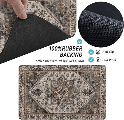 2 Pack Dog Food Mats for Floors, Absorbent and Quick-Drying Pet Cat Food Mat,Anti-Fouling and Easy-to-Clean Pet Feeding Mat,Dog Bowl Mat for Messy Drinking Water Bowls.12 x20+18"x24", Bohemia Style