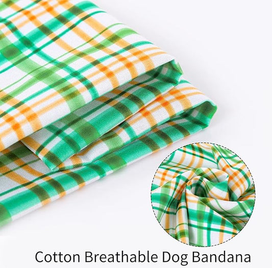 ARING PET Dog Bandana, Cotton Green Plaid Pet Bandanas, Soft Comfortable Cute Triangle Bibs Scarf for Small to Large Boy Girl Dogs and Cats