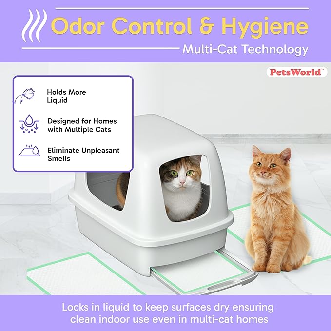 PetsWorld Universal Fit Multi-Cat Pad Refills for Litter Box, Fresh Scented, Ultra-Absorbent, Odor Control, Pack of 1200
