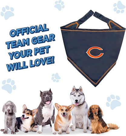 Pets First NFL Chicago Bears TIE Bandana, Large/X-Large. Dog Cat Scarf Bib for Pet. Ultimate Game-Day Party Bandana (CHI-3550-L-XL)