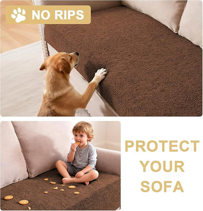 H.VERSAILTEX Non Slip Pet Couch Cover Chenille Dog Bed Protector Thick Soft Sofa Slipcover Pet Friendly Washable Couch Cushion Covers for Pets (30" x 70", Caramel)