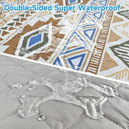 Waterproof Dog Blanket, Bohemian Dog Bed Cover Pet Blanket, Reversible Sofa Couch Cover for Dogs Washable, Protect Furniture Bed Couch Sofa for Puppy Cat (Beige Medallion, 68×82 Inch)