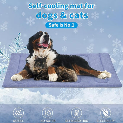 Cooling Mat for Large Dogs - Double-Sided Waterproof & Cool, Q-MAX>0.47, Portable Dog Cooling Mat for Summer. (L (36''x23'')