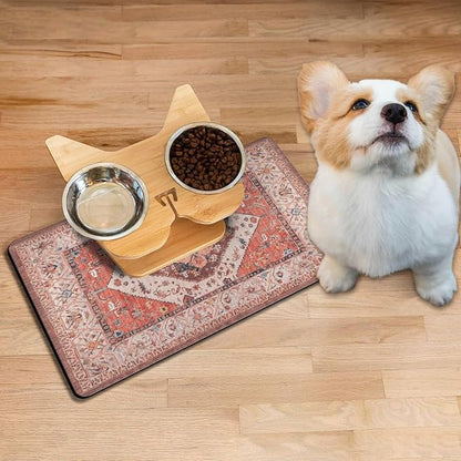 Absorbent Pet Dog Bowl Mat for Food and Water, Pet Cat Food Feeding Mat with Non Slip Rubber Backing, Dog Food Mats for Floors Waterproof, 16"x24"