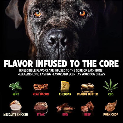 Pet Qwerks Nylon Stick BarkBone - Durable Dog Toys for Aggressive Chewers - Peanut Butter Flavor - 6"