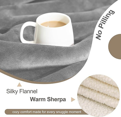 gogobunny Dog Blanket, Waterproof Reversible Sherpa Fleece Throw Blanket, Furniture Cover for Bed, Couch, Sofa Protection from Liquid Pee and Pet Fur of Puppy, Cat (Grey, 30x70 inches)