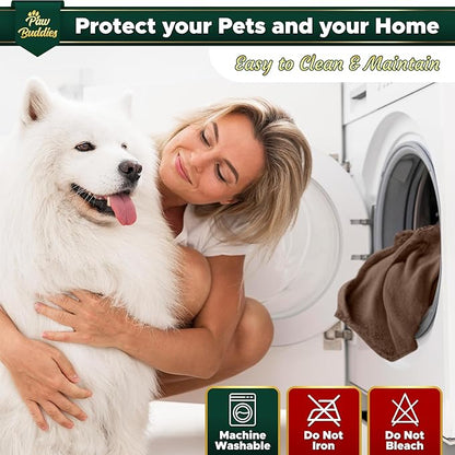 Paw Buddies Waterproof Blanket 80"x90" – Reversible Microfleece Throw for Couples, Pets & Family – Leakproof, Machine Washable Bed & Sofa Protector for Home or Travel