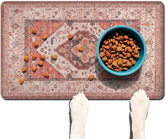 Absorbent Pet Dog Bowl Mat for Food and Water, Pet Cat Food Feeding Mat with Non Slip Rubber Backing, Dog Food Mats for Floors Waterproof, 17"x30"