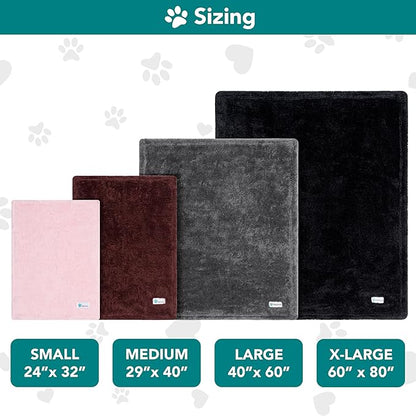 PetAmi Dog Blanket for Large Dogs, Black Fluffy Soft Sherpa Fleece for Puppies, Kittens, Calming Pet Throw for Bed, Washable Sofa Couch Cover, X-Large 60x80