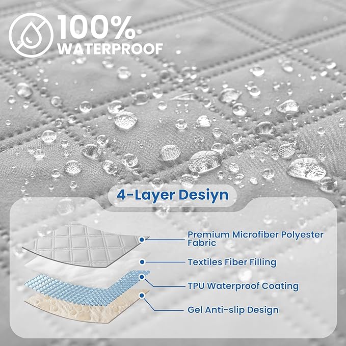 Waterproof Couch Covers for Pets, Waterproof Dog Bed Cover, Anti-Slip Soft Dog Blankets, Couch Cover for Dogs Washable, Pet Blanket for Puppy Large Dogs Cat (82x82 Inch, Light Grey)