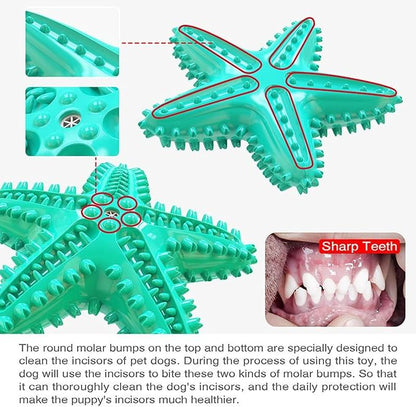 Chew Toy for Dog Toothbrush Stick Dog Toys for Aggressive Chewers Interactive Toys Treats Tough Toy to Keep Them Busy Chew Toys for Small Dogs (Star Toy - Blue)