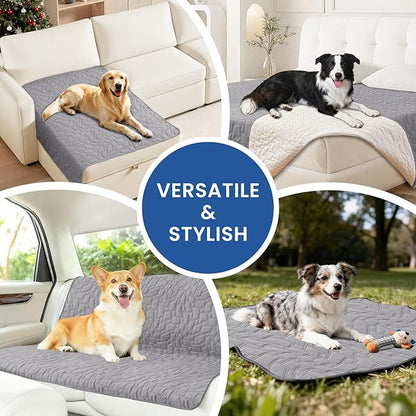 Waterproof Couch Covers for Pets, Waterproof Dog Bed Cover, Anti-Slip Soft Dog Blankets, Couch Cover for Dogs Washable, Pet Blanket for Puppy Large Dogs Cat (30x53 Inch, Light Grey)