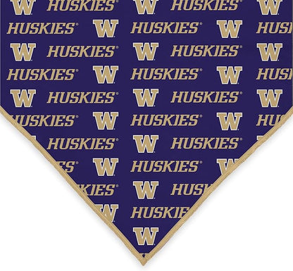 Washington Huskies Officially Licensed Bandana for Dogs and Cats | Fits Pets Great Gift Idea | Easy-to-Tie (Small, 13")