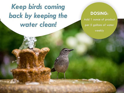 Bird Bath & Fountain Maintenance - (8 Ounces) - Fast-Acting Enzyme-Based Formula Will Extend The Life of Your Water Feature, Aid in Maintaining a Balanced Ecosystem - Safe for All Birds & Animals