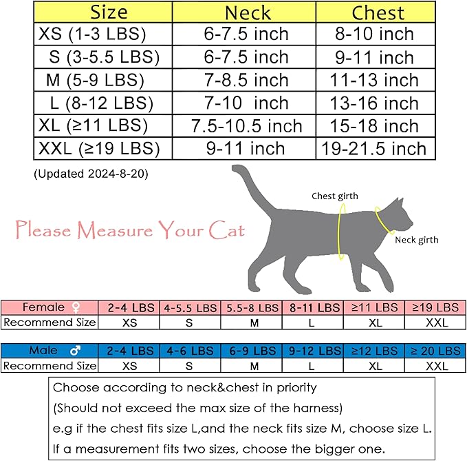 Cat Harness and Leash for Walking Escape Proof, Adjustable Cat Vest Harness, Padded Stylish Cat Walking Jackets, Polka Dot Black, XX-Large