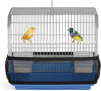 Universal Bird Cage Seed Catcher Universal Mesh Skirt Cover Stretchy Small Animal Cages Cover Pet Removable Durable Protector (Black, Extra Small)