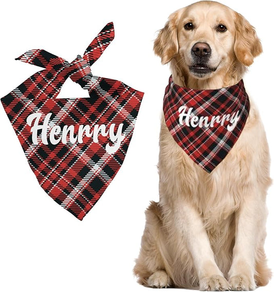Custom Pet Scarf Personalized Dog Bandana with Name Personalized Add Your Text Bibs Triangle Head Scarfs Gift for Small Medium Large Dogs Cats Baby Puppy Pets Accessories