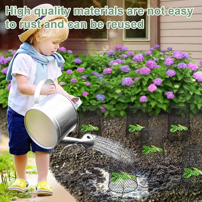 10 Pcs 6.8"×7.4" (Multiple Sizes/Quantities Available) Seedling Plant Protectors from Animals, Chicken Wire Plant Cage Garden Cloche to Protect Plants Vegetables from Rabbits Squirrels Chicken