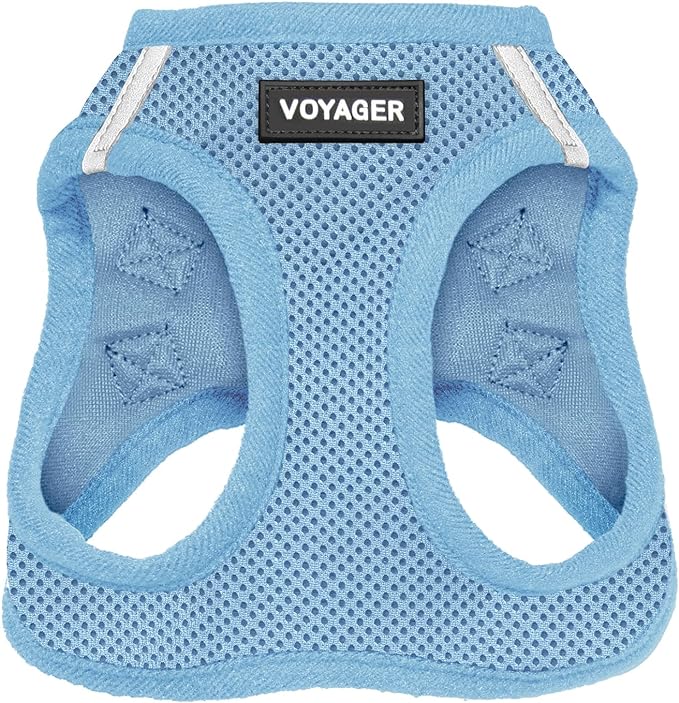 Best Pet Supplies Voyager Step-in Air Harness - All Weather Mesh, Reflective, No Pull Harness for Dogs, Cats - Secure with Hook & Loop Fastener, Buckle, Double D-Rings - Baby Blue, XL