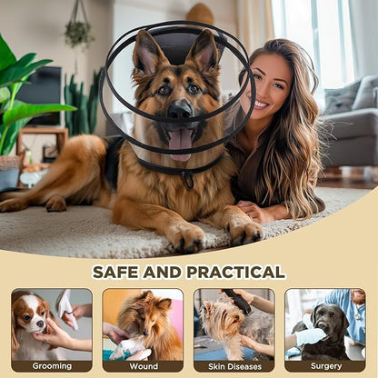 Dog Cone Collar for After Surgery,Transparent Dog Cones Alternative for Small Large Medium Size Dogs,Adjustable Depth Pet Recovery Collars,Elizabethan Collar for Dogs Stop Licking Wound(M)