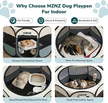 Dog Cat Playpen, Portable Puppy Pet Crate Indoor for Small Dogs Cats Rabbits, Foldable Dog Cage Enclosure for Outdoor, Pop Up Dogs Tent Kennel with Carrying Case, Grey