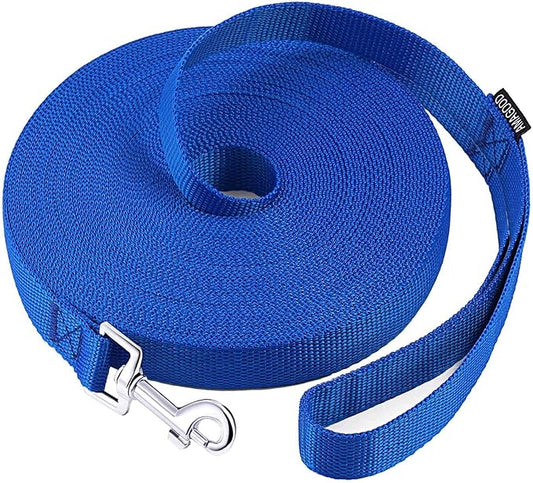 AmaGood Dog/Puppy Obedience Recall Training Agility Lead-15 ft 20 ft 30 ft 50 ft Long Leash-for Dog Training,Tie Out,Play,Safety,Camping (30 feet, Blue)