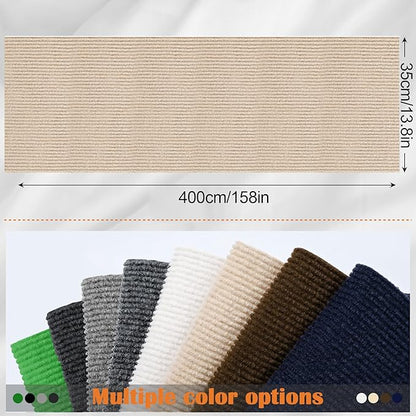 Cat Scratch Furniture Protector - 158" x 13.8" Trimmable Self-Adhesive Cats Claws Scratch Pads, DIY Cat Climbing Couch Protector for Scratch Post Cat Tree Replacement Indoor (Khaki)