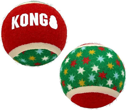 KONG Holiday Sport Balls 2-pk Assorted - for Large Dogs