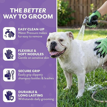 H HandsOn Pet Grooming Gloves - Patented #1 Ranked, Award Winning Shedding, Bathing, & Hair Remover Gloves - Gentle Brush for Cats, Dogs, and Horses (Black, Small)