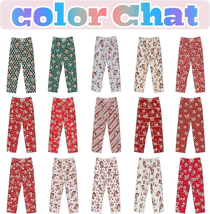 Custom Pajamas Pants Plaid Personalized Funny PJ Pant Design with Face Pajama for Men Women Dog Pet
