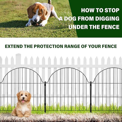 6 Panels No Dig Decorative Garden Fence, 25in (H) x 12.2ft (L) Animal Barrier Fencing for Dog, Easy Install Temporary Fence for Yard, Rustproof Wire Garden Border