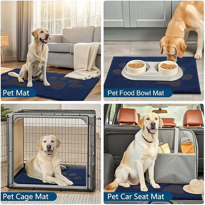 Buganda Dog Door Mat for Muddy Paws, Absorbent Dirt Trapper Washable Indoor Doormats, Non Slip Low-Profile Mud Mat for Dogs, Front Entrance Doormat for Inside Floor (40x32 Inches, Navy)