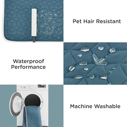 Bedsure 100% Waterproof Bed Cover for Dogs Washable - Non Slip Waterproof Dog Blanket for Bed, Lightweight Furniture Protector Durable for Pet Cat Puppy with Non-Slip Bottom, Blue, 82x82IN