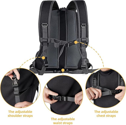 WOYYHO Pet Dog Carrier Backpack Small Dog Front Backpack Ventilated Dog Carrier Back Pack with Storage Pockets, Adjustable Straps & Safety Belt for Travel Hiking Outdoor (Size L: 10-14 lbs, Black)