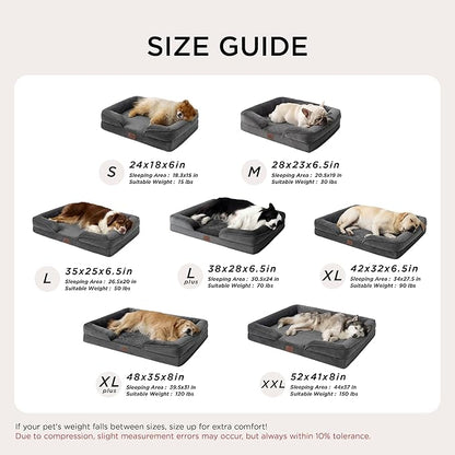 Bedsure Orthopedic Dog Bed for Extra Large Dogs - XL Washable Dog Sofa Bed Large, Supportive Foam Pet Couch Bed with Removable Washable Cover, Waterproof Lining and Nonskid Bottom, Dark Grey
