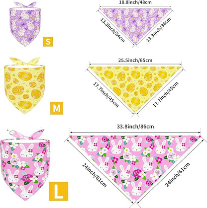PET SHOW 50 Pack Easter Dog Bandanas Bulk for Extra Large XL Dogs Washable Adjustable Pet Scarf Triangle Bibs for Dogs Green Yellow Purple Decorative Grooming Accessories