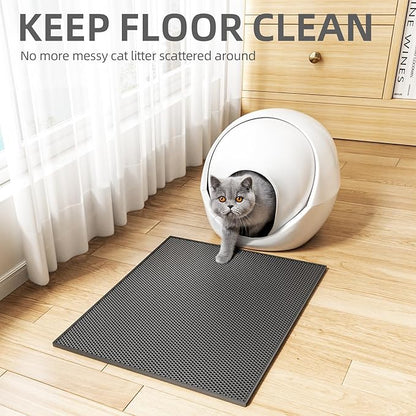 ESTHELLO Cat Litter Mat, Cat Litter Trapping Mat, Honeycomb Double Layer Design, Easy to Clean,Washable (24’ ’ x 15’ ’ Black