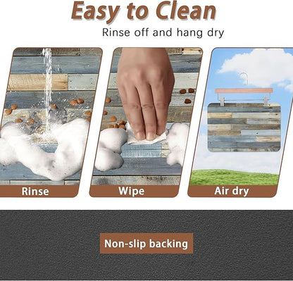 Vintage Barn Wooden Dog Cat Food Mat,Rustic Wood GrainAbsorbent Pet Feeding Mat for Food and Water,Non-Slip Dog Bowl Mats Floor Protector 12"x20"