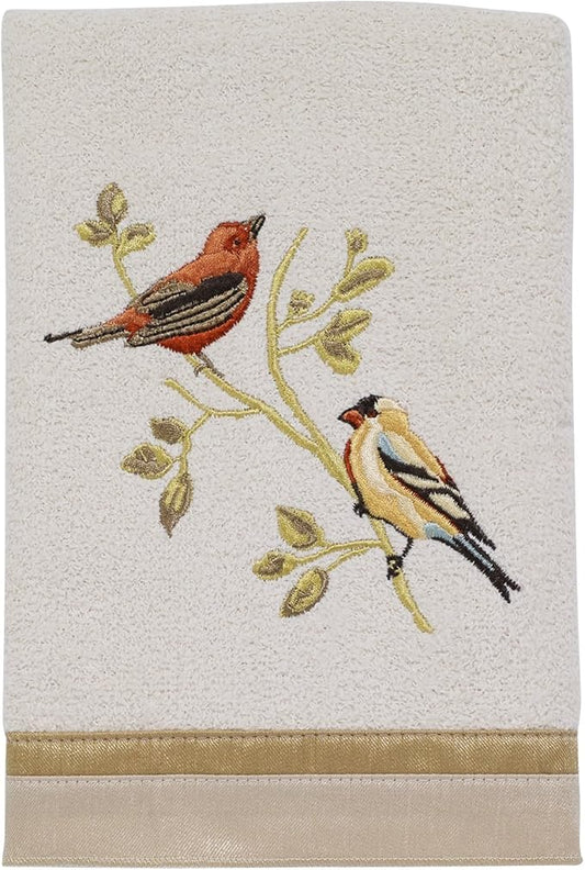 Avanti Linens - Hand Towel, Soft & Absorbent Cotton, Nature Bathroom Decor (Gilded Birds Collection), Ivory