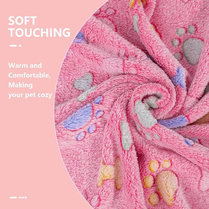 LeapSheep Pet Blankets for Dogs Cats - 3Pack Bone Pattern Super Soft Fluffy Dog Blankets for Small Medium Large Doggy Kitten (Bone, Small)