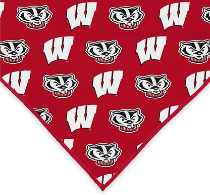 Wisconsin Badgers Officially Licensed Bandana for Dogs and Cats | Fits Pets Great Gift Idea | Easy-to-Tie (Large, 28")