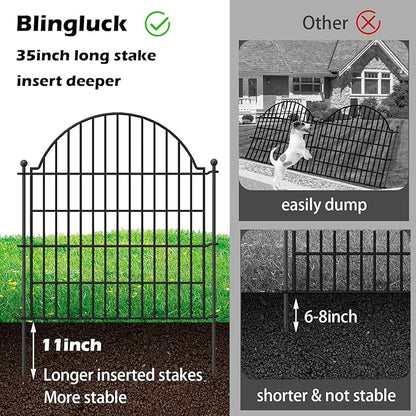 Decorative Metal Garden Fence with Gate Lock 10 Panels, 32in (H) x 23.6ft (L) No Dig Dog Fence Outdoor for Yard, Temporary Rustproof Metal Wire Rabbit Dog Garden Border Fencing for Patio