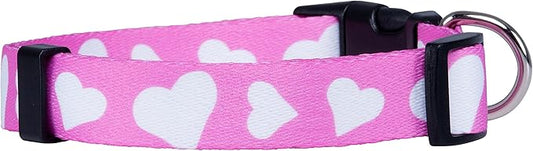 Native Pup Valentine’s Dog Collar- Valentines Day Pet Collars- Valentine Girly Hearts- Pink Red Heart- Cute Boy Girl Puppy Gift- Adjustable for Small, Medium, Large Breeds (Pink Heart, Medium)