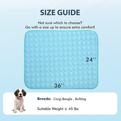 MICROCOSMOS Summer Cooling Mat & Sleeping Pad- Water Absorption Top, Materials Safe, Easy Carry, EZ Clean. Keep Cooling for Pets, Kids and Adults.(Blue, 36" x24")