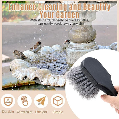 2 Pcs Bird Bath Cleaning Brush Hard Bristle Stiff Bristle Brush with Plastic Handle Utility Scrub for Bird Feeder Bath Accessories Fountain Outdoor Cleaning(Gray)