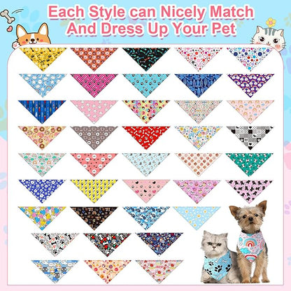 Amylove 120 Pcs St. Patrick's Day Dog Bandanas Bulk Holiday Triangle Dog Pack Puppy Kerchief Bandana Adjustable Spring Pet Scarf for Pet Cat Costume Accessories Decor(Cartoon)